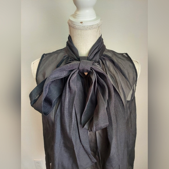Sheer tie-neck blouse size S - Picture 6 of 11